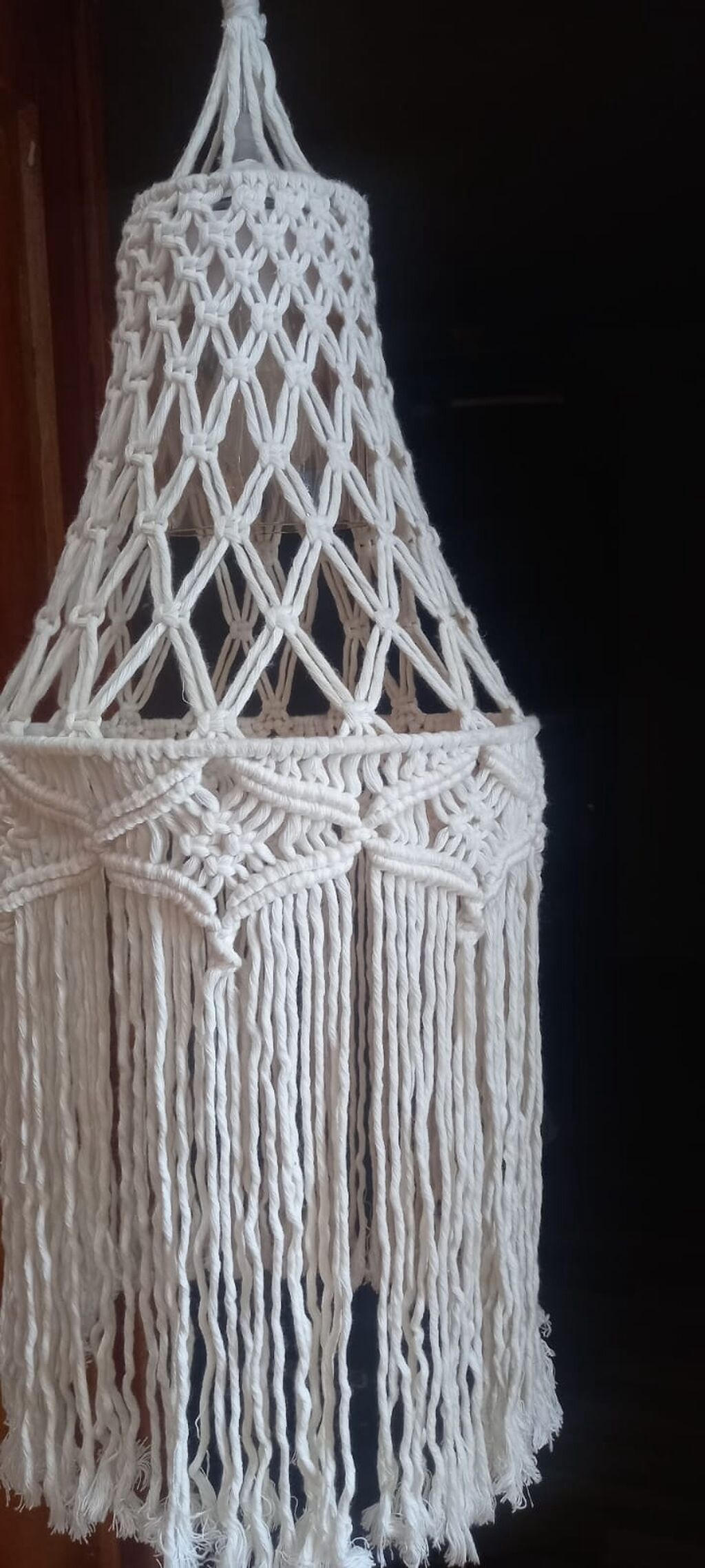 Makrame əl işı abajur/plafon - Material: təbii pambıq məftilsiz — İşıqlandırma, Digah