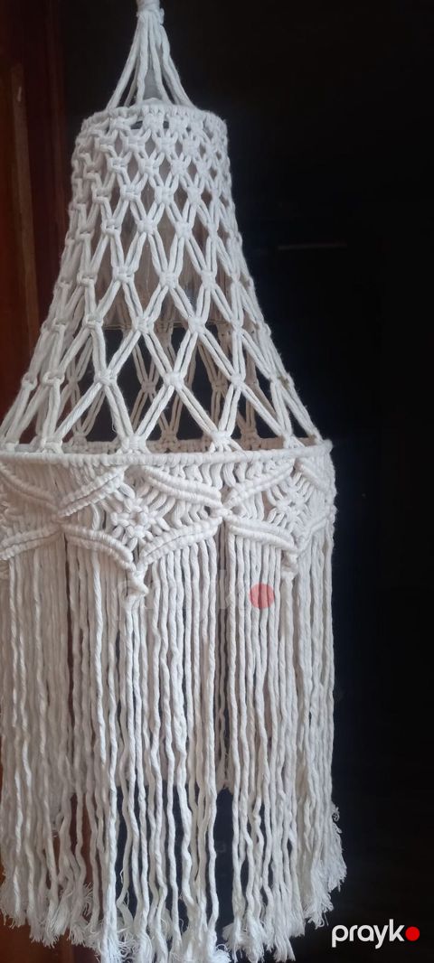 Makrame əl işı abajur/plafon - Material: təbii pambıq məftilsiz