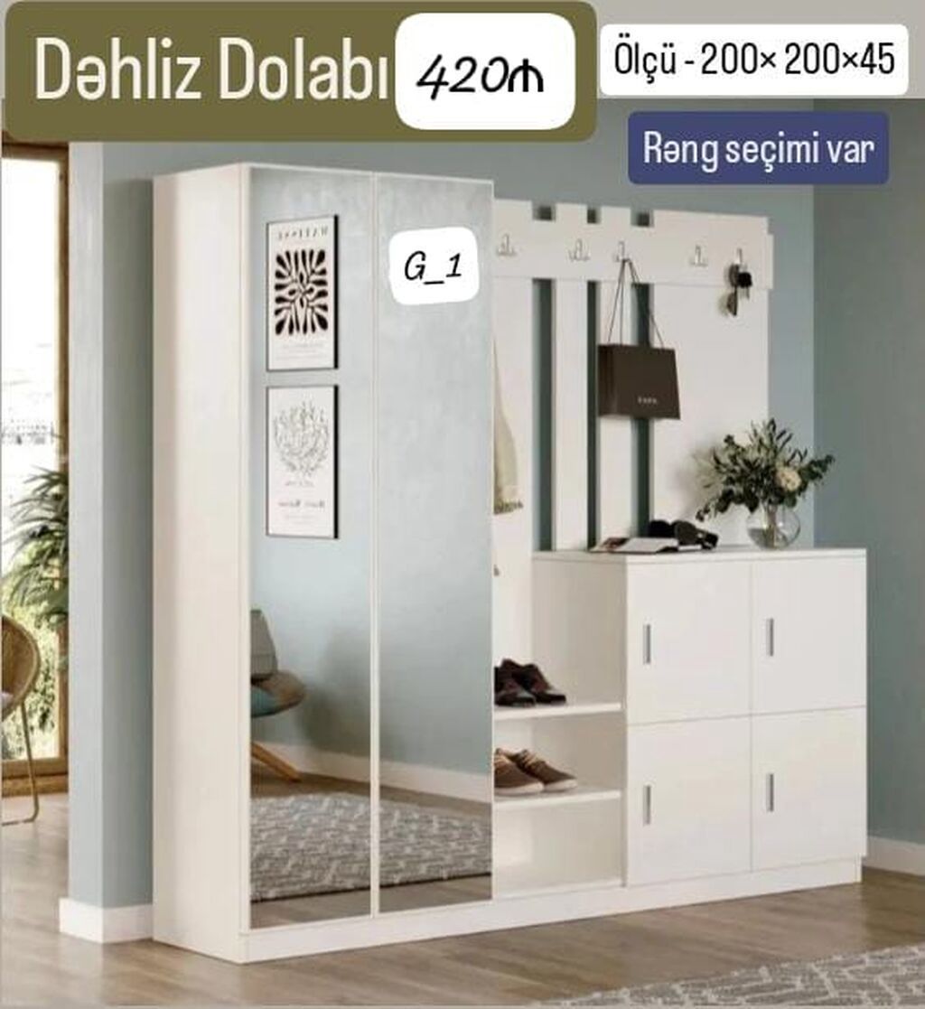 Dəhliz dolabı – funksional və estetik həll. - Ölçü: 200 × 200 × 45 sm