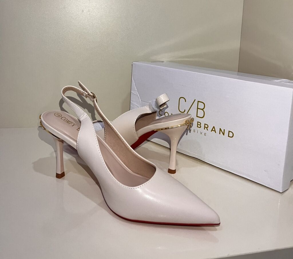 C/B Comfy Brand Qadın Ayaqqabısı – Slingback Stilettolar, Krem — Tufl, Bakı