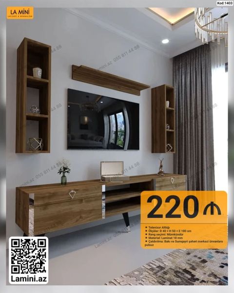 Televizor altlığı dəsti – La Mini (Kod: 1403) - Dizayn: lakonik və