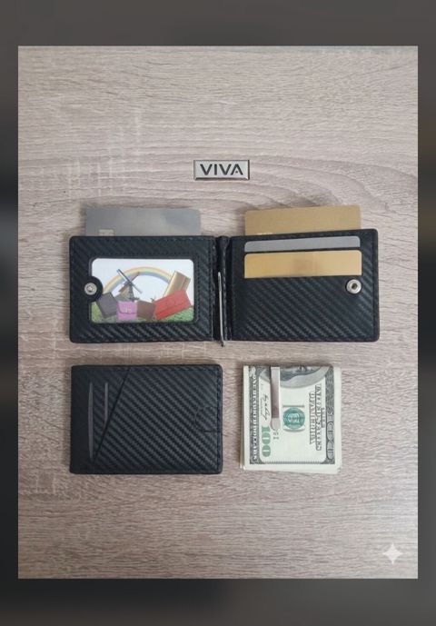 Minimalist karbon naxışlı cüzdan/kartlıq
