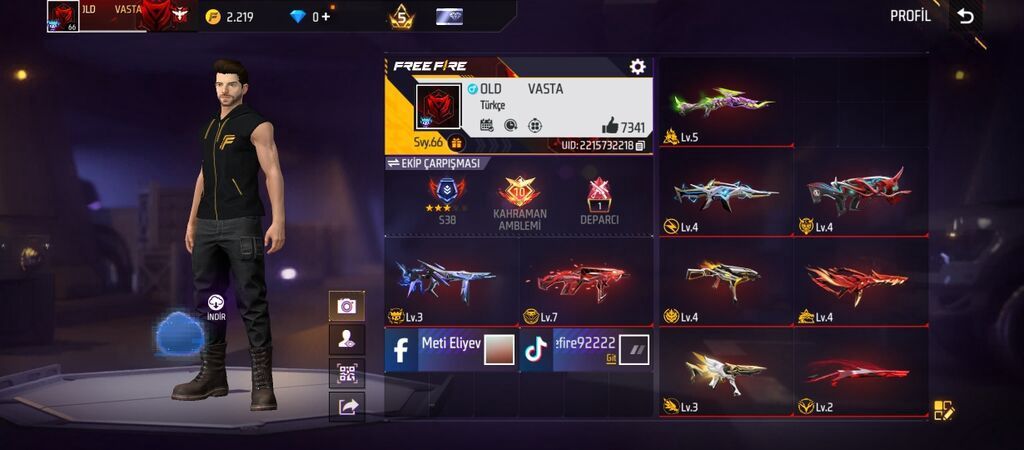 Free Fire hesabı – “OLD VASTA” - Səviyyə: 66 - Bölgə: Türkiyə - Like — Digər, Şirvan