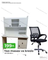 Yazı masası və kreslo dəsti Masa: - Ölçü: 50×140×90 sm - Material: 18 — Goods