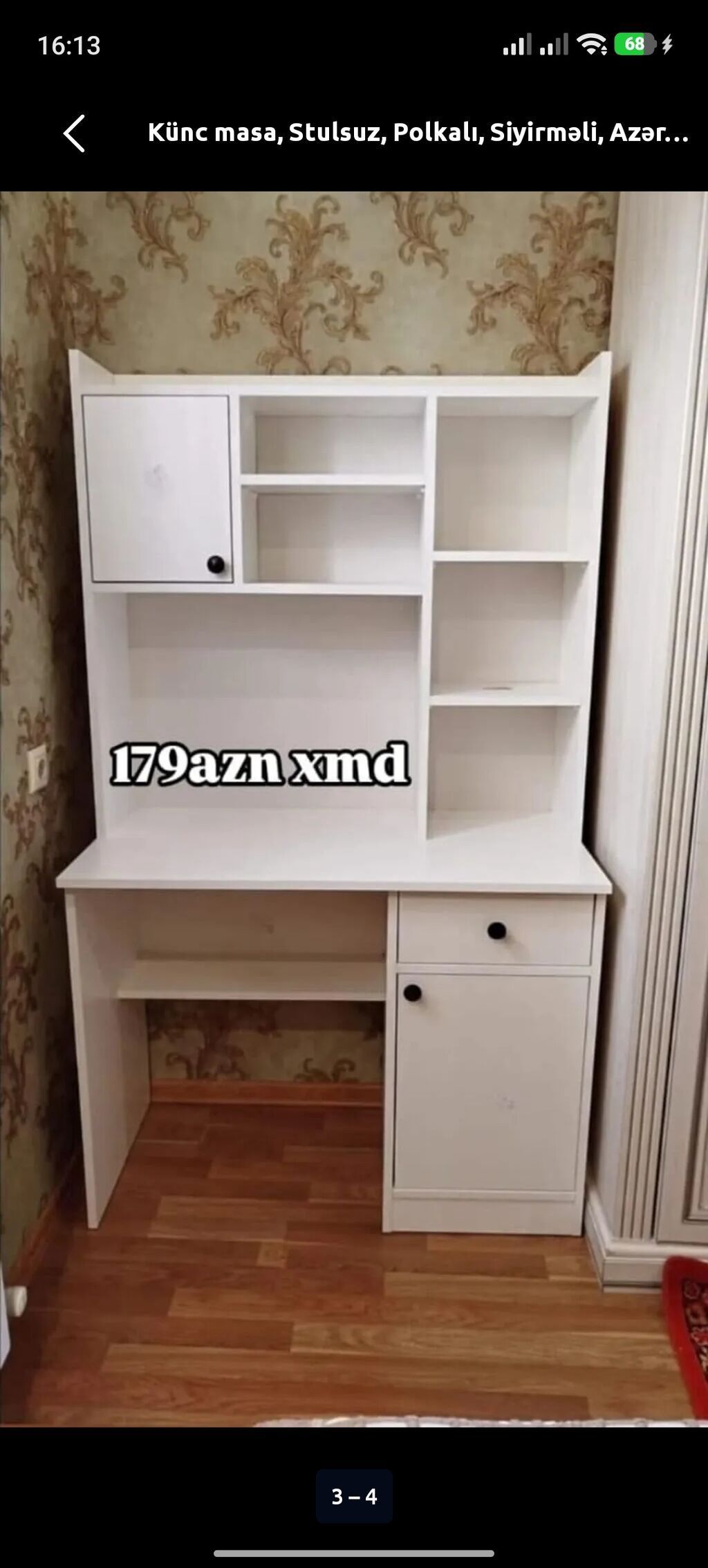 Ağ rəngdə çoxfunksiyalı iş/oxu masası - Künc üçün uyğun dizayn - — Mebel, Digah