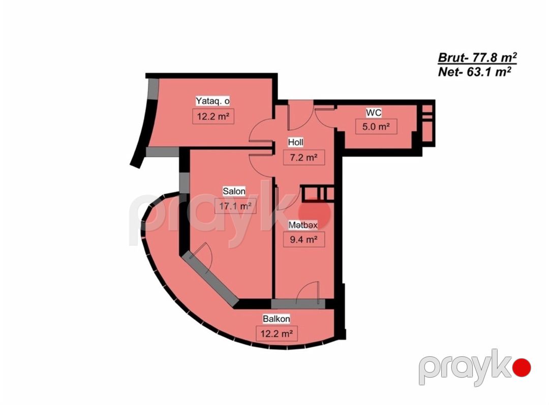 Satılır 2 otaqlı yeni tikili 77.8 m² — Mənzil, Bakı (6)