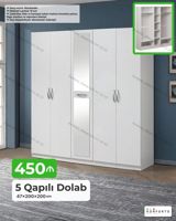 5 qapılı geyim dolabı – 47×200×200 sm Xüsusiyyətlər: - Material: 18 — Furniture