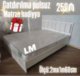 Ağ rəngli müasir yataq dəsti - Ölçü: 2 m x 1 m 60 sm (queen ölçüyə — Mebel