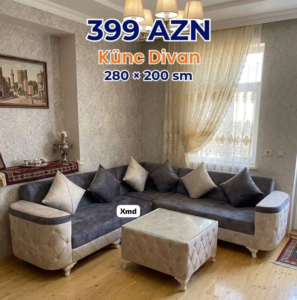 Künc divanlar – müxtəlif ölçü və dizaynlarda - Model 1: 260 × 160 sm — Mebel, Xırdalan (8)
