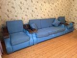 Mavi rəngdə salon dəsti – 3 hissədən ibarət: - 3 yerlik geniş divan - — Мебель