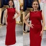 Qırmızı uzun qadın donu 44 ölçüyə kimi - Model: düz kəsimli, maksi — Personal Items