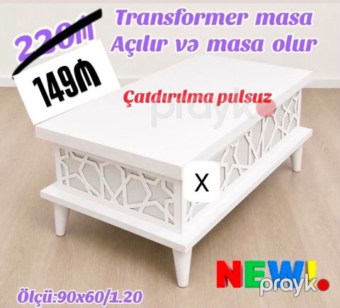 Transformer masa – açılır-bükülür mexanizmli, qəhvə masası və yemək
