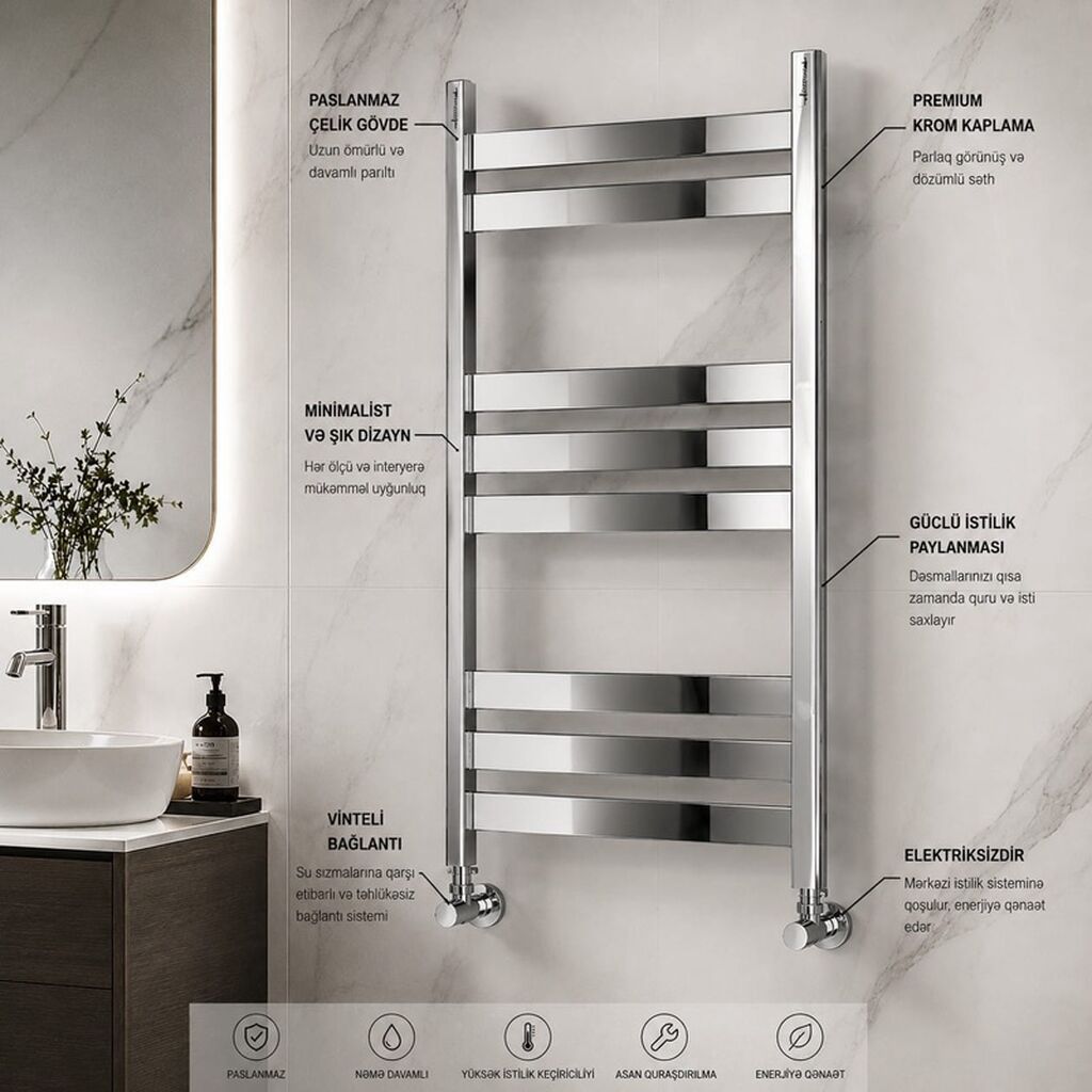 Premium havluq/dəsmal quruducuları – zərif dizayn, yüksək keyfiyyət — Santexnika, Bakı (4)