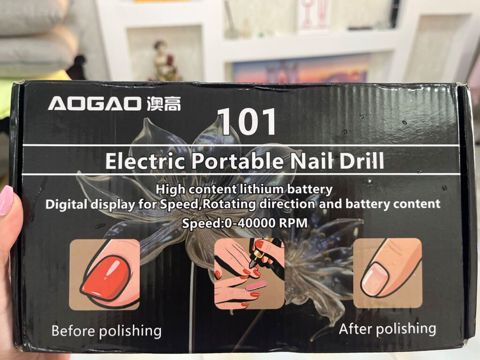 AOGAO 101 Elektrik Portativ Dırnaq Frezi - Sürət: 0–40 000 RPM -