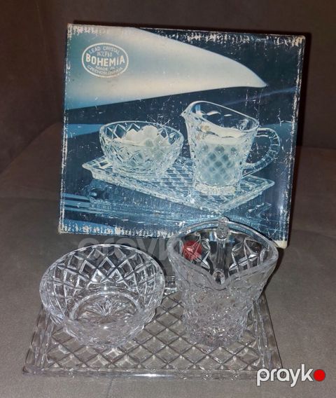 Çay dəsti, rəng - Ağ, Xrustal, Bohemia, 1 nəfərlik, Çexiya — Bakı