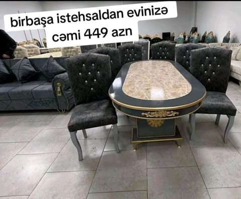 Mətbəx/Qonaq otağı üçün dəst – masa və 6 ədəd stul - Klassik