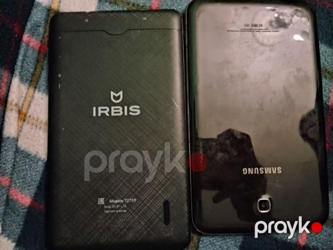 İki ədəd planşet 1) IRBIS T2709 - Korpus arxasında “IRBIS” və model
