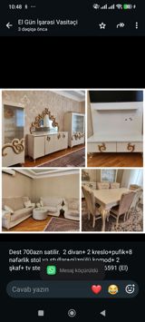 Dest 700azn satilir. 2 divan+ 2 kreslo+pufik+8 nəfərlik stol və — Товары