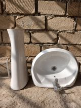 Keramik ayaqlı əl-üz yuma lavabosu dəsti - Material: ağ — Раковины