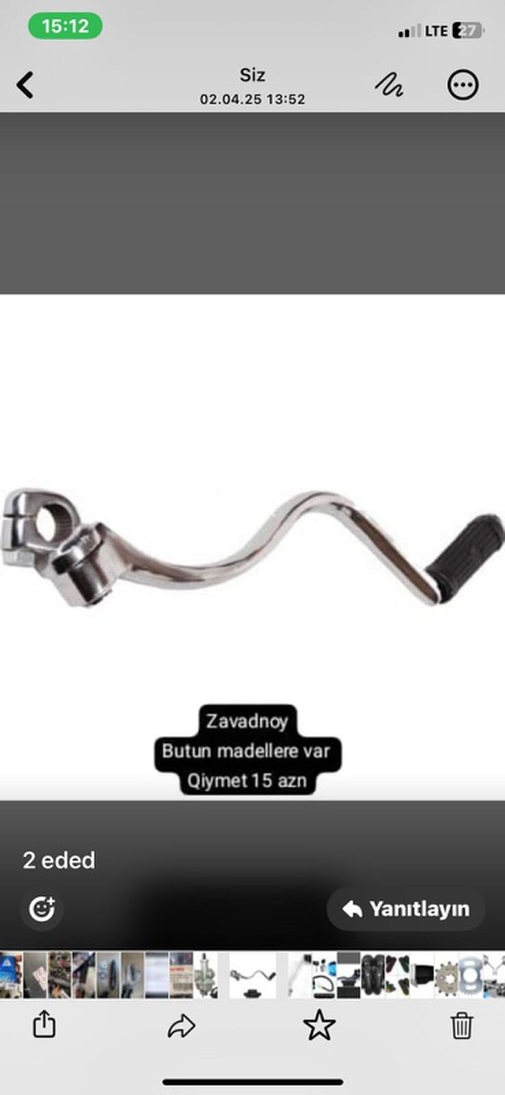 Moped/motosiklet üçün start ayağı (kick starter) - Zavadnoy model