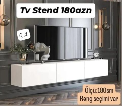 TV stendi – müasir, minimalist dizayn. Divara montaj üçün nəzərdə