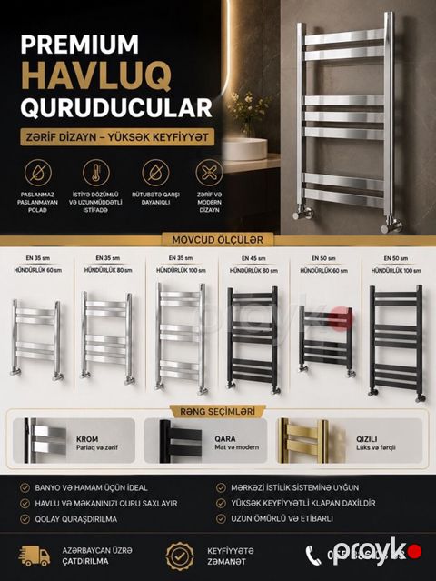 Premium havluq/dəsmal quruducuları – zərif dizayn, yüksək keyfiyyət — Bakı