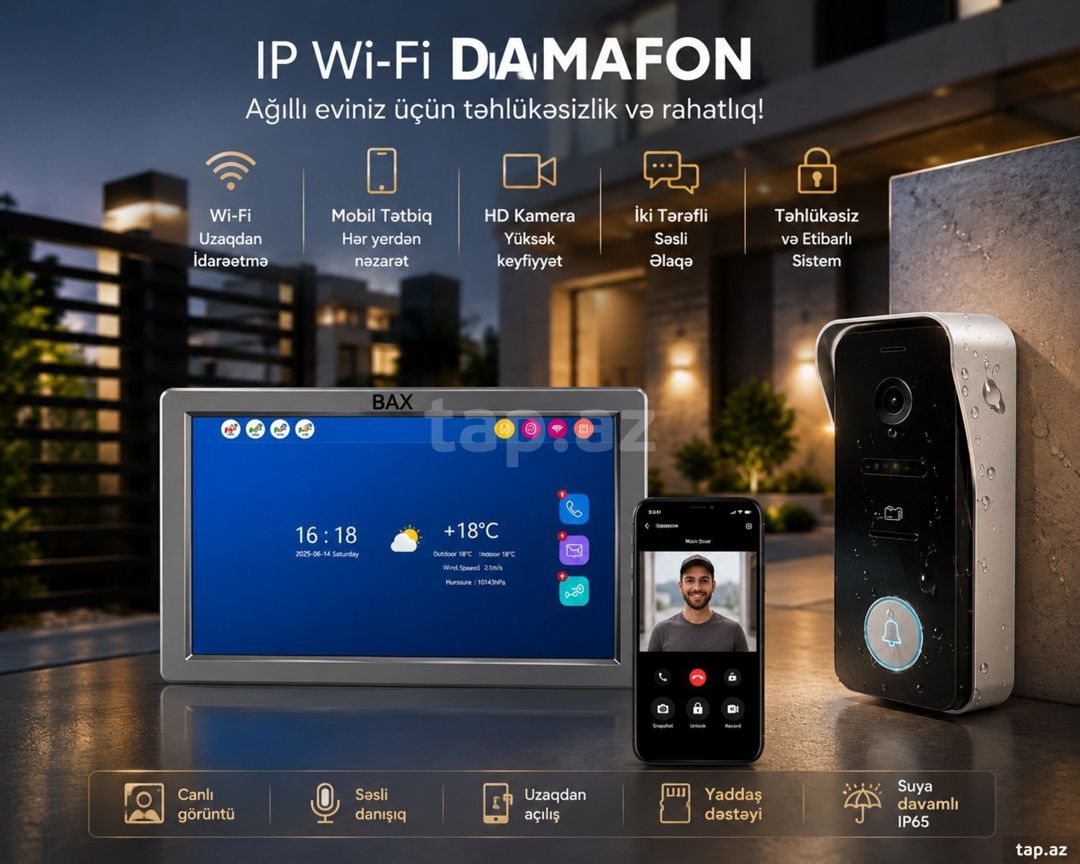 Domofon wifi — Təhlükəsizlik sistemləri, Bakı