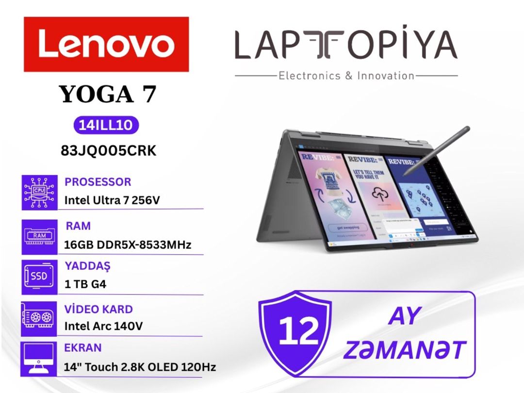 Lenovo Yoga 7 2-in-1 14ILL10 (83JQ005CRK) — Elektronika, Bakı