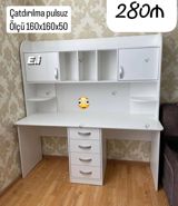 Ağ rəngli funksional mebel dəsti 1) Üstlü iş masası – 280₼ - Ölçü — Goods