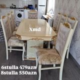 Klassik dizaynlı yemək otağı dəsti - Masa: Qızılı naxışlı, oyma — Goods