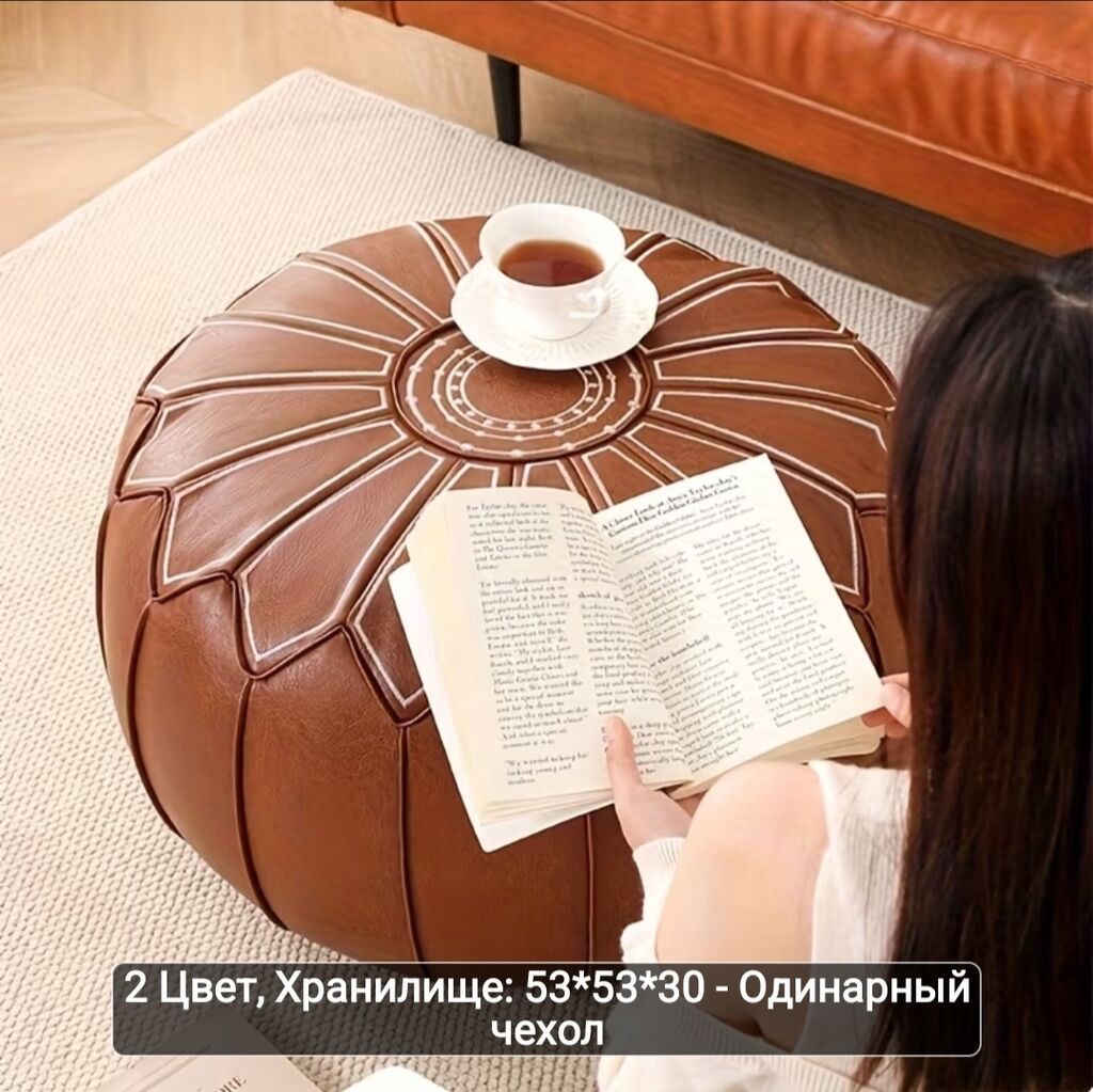 Yeni, Pufik oturacaq, Süni dəri, rəng - Qara — Mebel, Bakı (4)