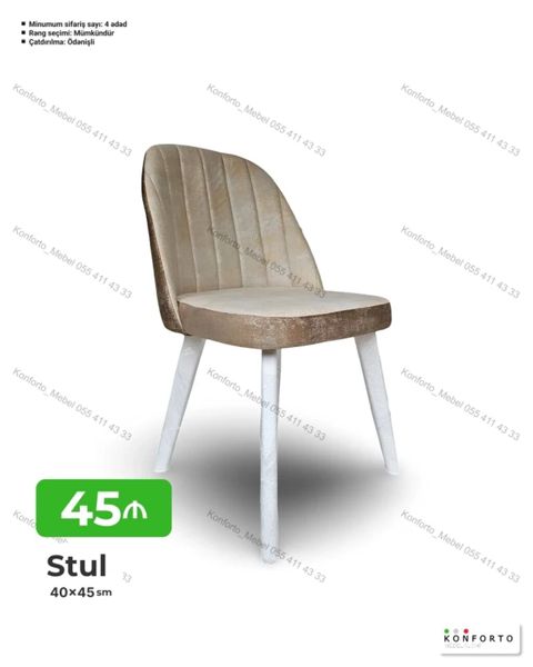 Stul – 40×45 sm - Yumşaq, rahat oturacaq və bel dəstəyi - Dikişli