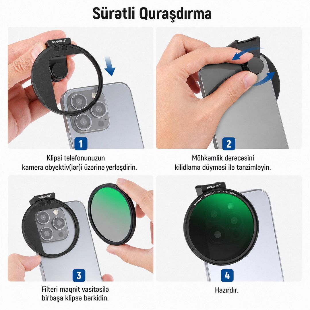 Neewer 67 mm CPL telefon filteri — Elektronika, Bakı (5)