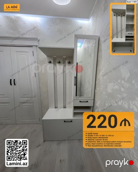 Dəhliz dolabı – Laconic & Minimalist dizayn - Kod: 11491 — Bakı