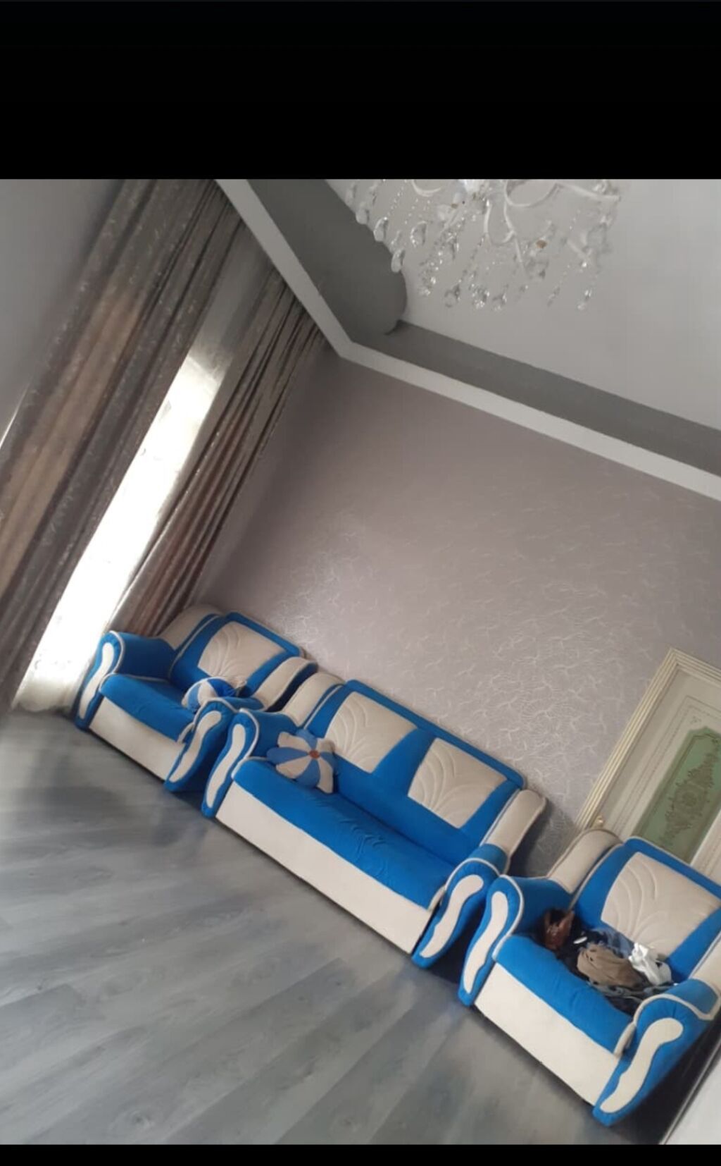 Mavi-krem yumşaq mebel dəsti (3+2 divan, kreslo)