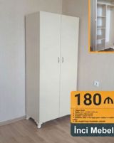 Yeni, 2 qapılı, Kredit, Ağ, Açılan, Düz dolab — Furniture