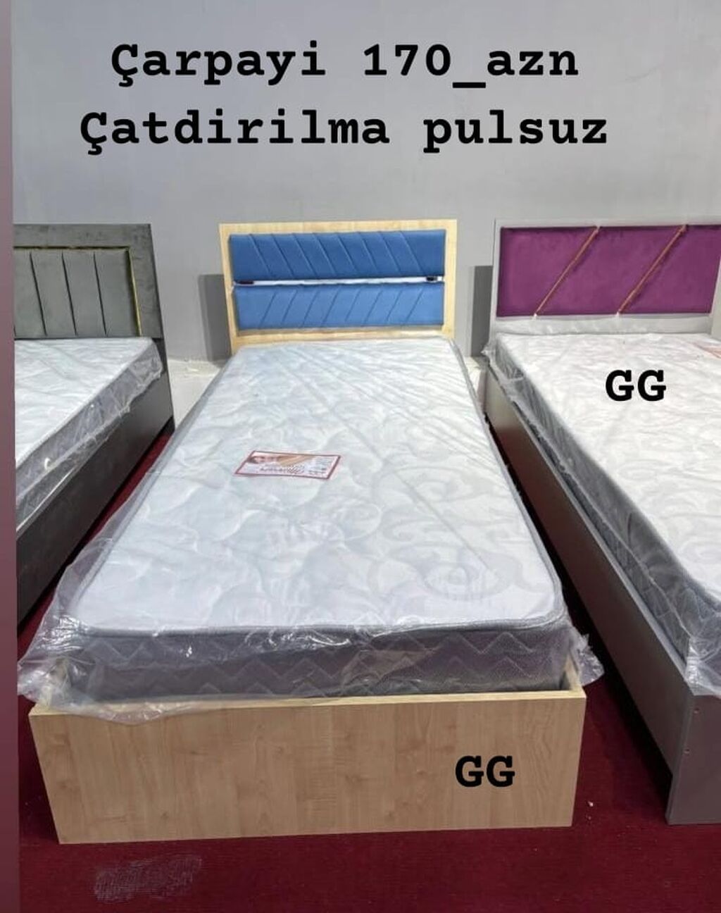 Tək nəfərlik yataq 90×200 sm — Matras hədiyyə — Yataqlar, Bakı