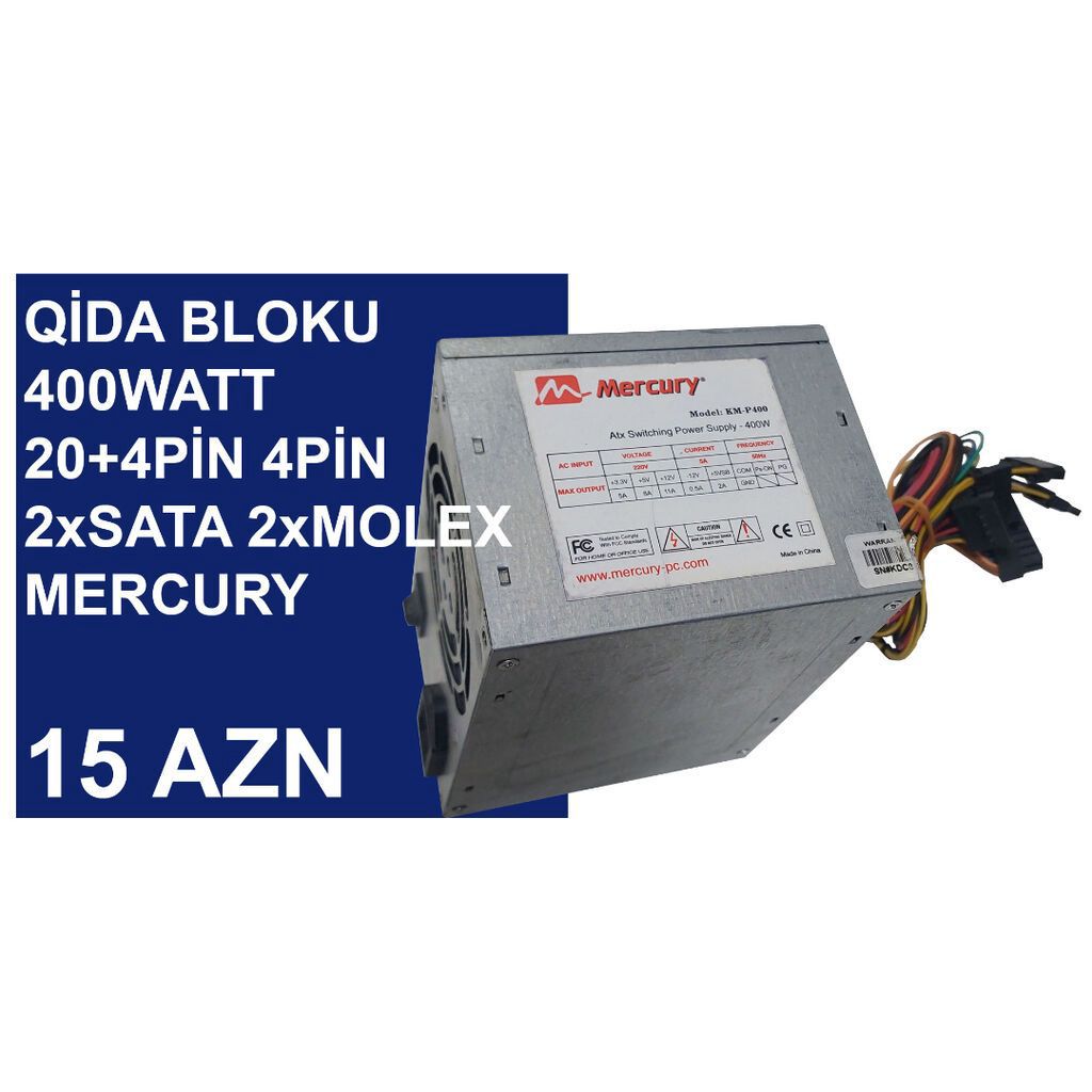 Qida Bloku “400Watt Mercury” ⭐400Watt 24pin 4pin 2xsata 2xmolex