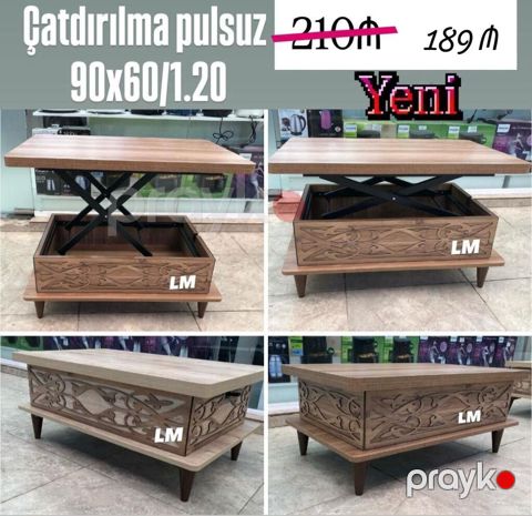Çoxfunksiyalı transformasiya olunan jurnal/çay stolı - Ölçü: 90 x 60