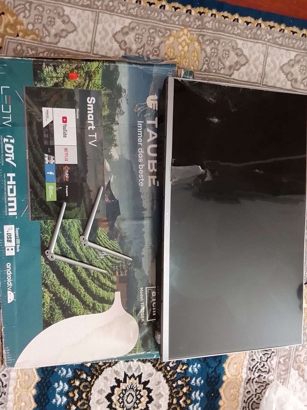 TAUBE Smart TV – Model: TB32GBK ekranı qiriqdi - Ekran ölçüsü: 81 sm — Televizorlar, Masazır (2)