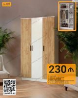 3 qapılı paltar dolabı – La Mini - Ölçülər: 47 (D) × 200 (H) × 120 — Mebel
