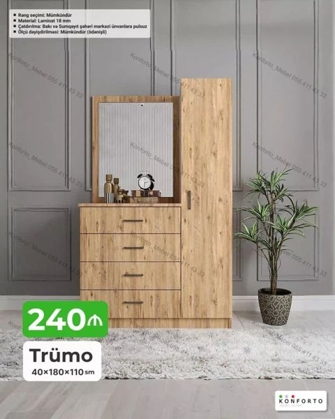 Trümo – 40×180×110 sm - Material: 18 mm laminat - Rəng seçimi — Konforto Mebel — Комоды и тумбы