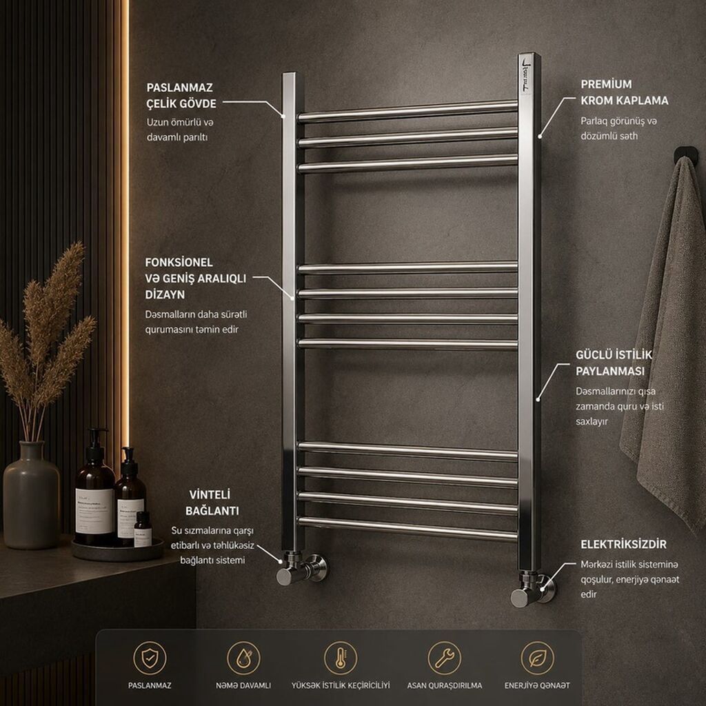 Premium havluq/dəsmal quruducuları – zərif dizayn, yüksək keyfiyyət — Santexnika, Bakı (3)
