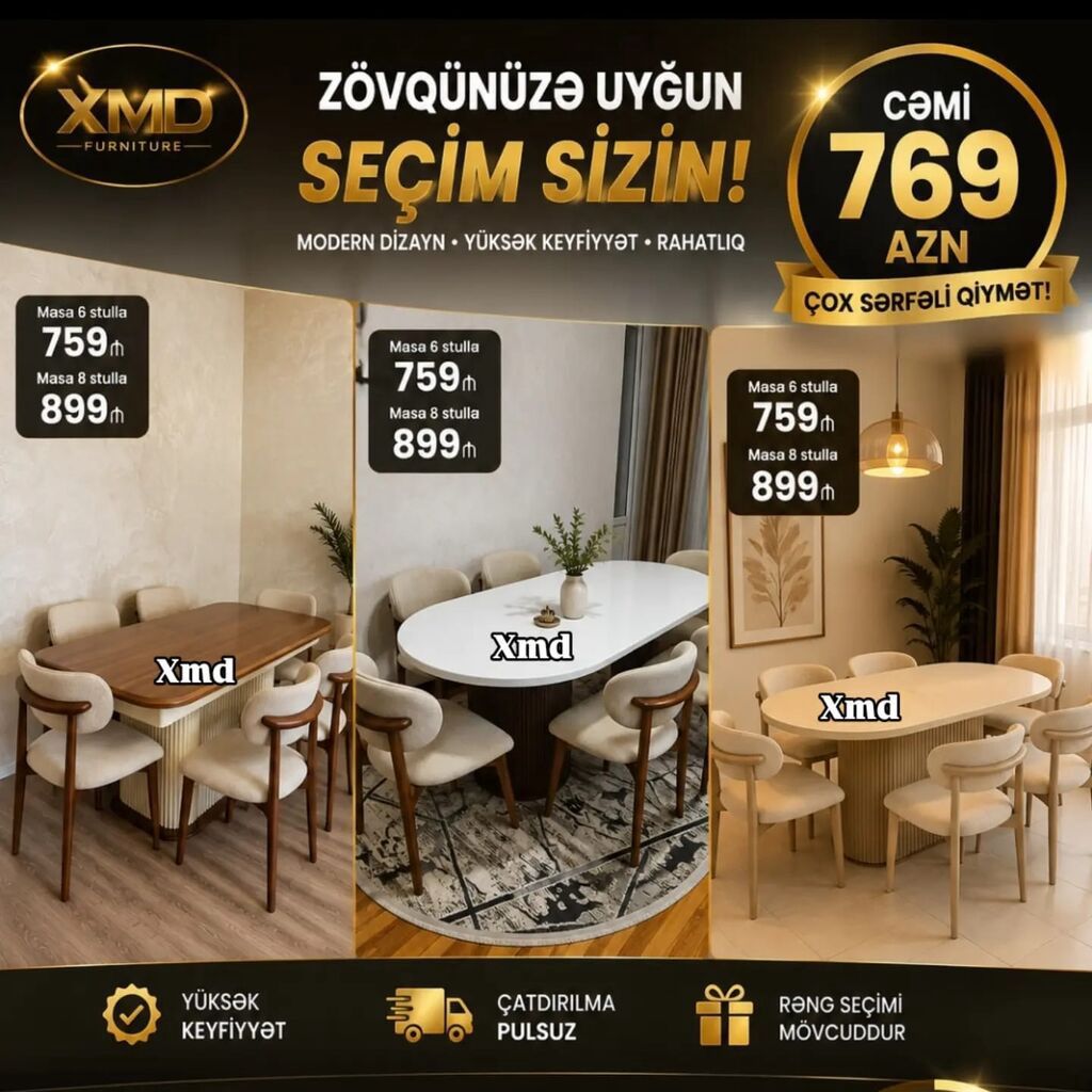 XMD Furniture – yemək masa dəsti - Müasir dizayn, yüksək keyfiyyət və - 1