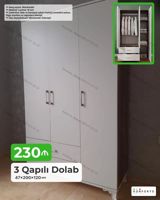 3 qapılı geyim dolabı Ölçü: 47×200×120 sm Material: 18 mm laminat — Mebel