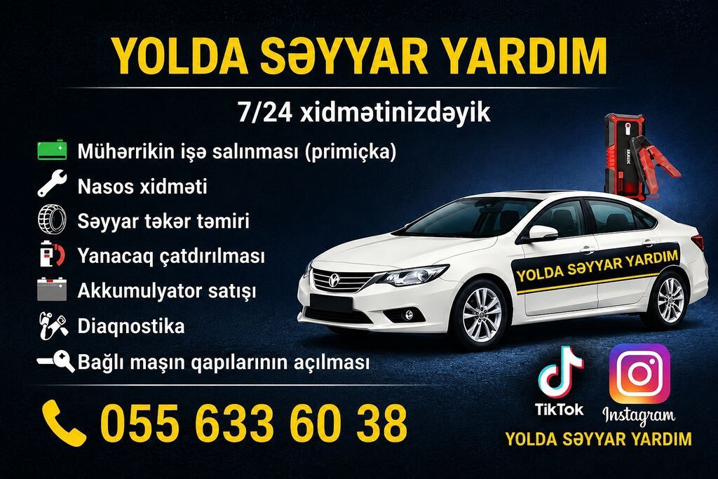 Yolda Səyyar Yardım — 7/24 xidmət, Bakı və Sumqayıt