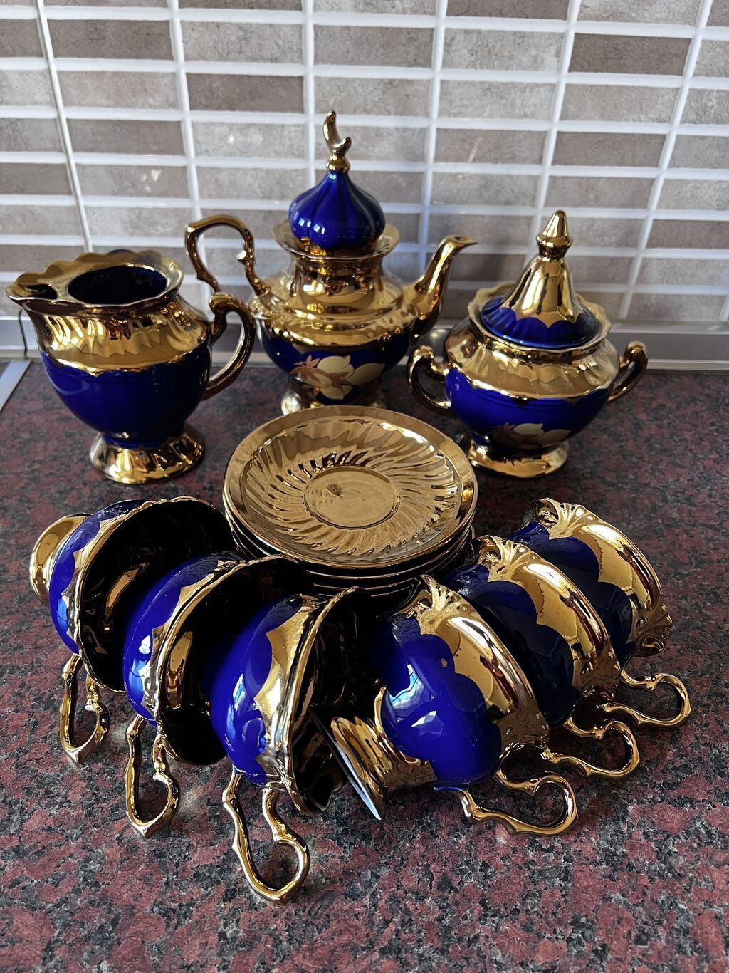 Fincanlar, rəng - Göy, Kobalt, 6 ədədli dəst, 250 ml, Çexiya — Mallar, Bakı