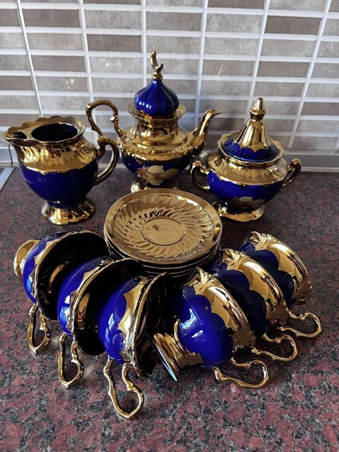 Fincanlar, rəng - Göy, Kobalt, 6 ədədli dəst, 250 ml, Çexiya