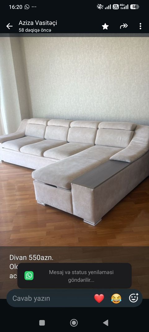 Divan 550azn. Olcu 3/1.70 acilir baza var Ela vzeiyyetde Unvan — Aişə Xanım — Divanlar