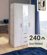 Yeni, 3 qapılı, Güzgülü, Açılan, Düz dolab — Furniture